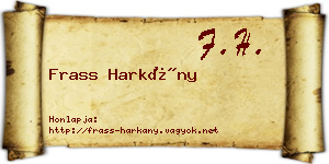 Frass Harkány névjegykártya